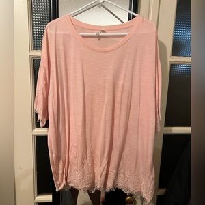 Pink Lace Embellished Short Sleeve Top 26/28